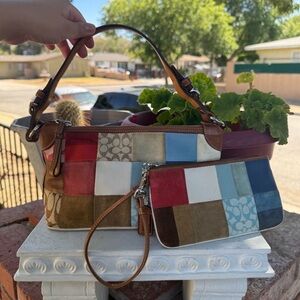 Coach Vintage Patchwork Shoulder Bag and Wristlet Set